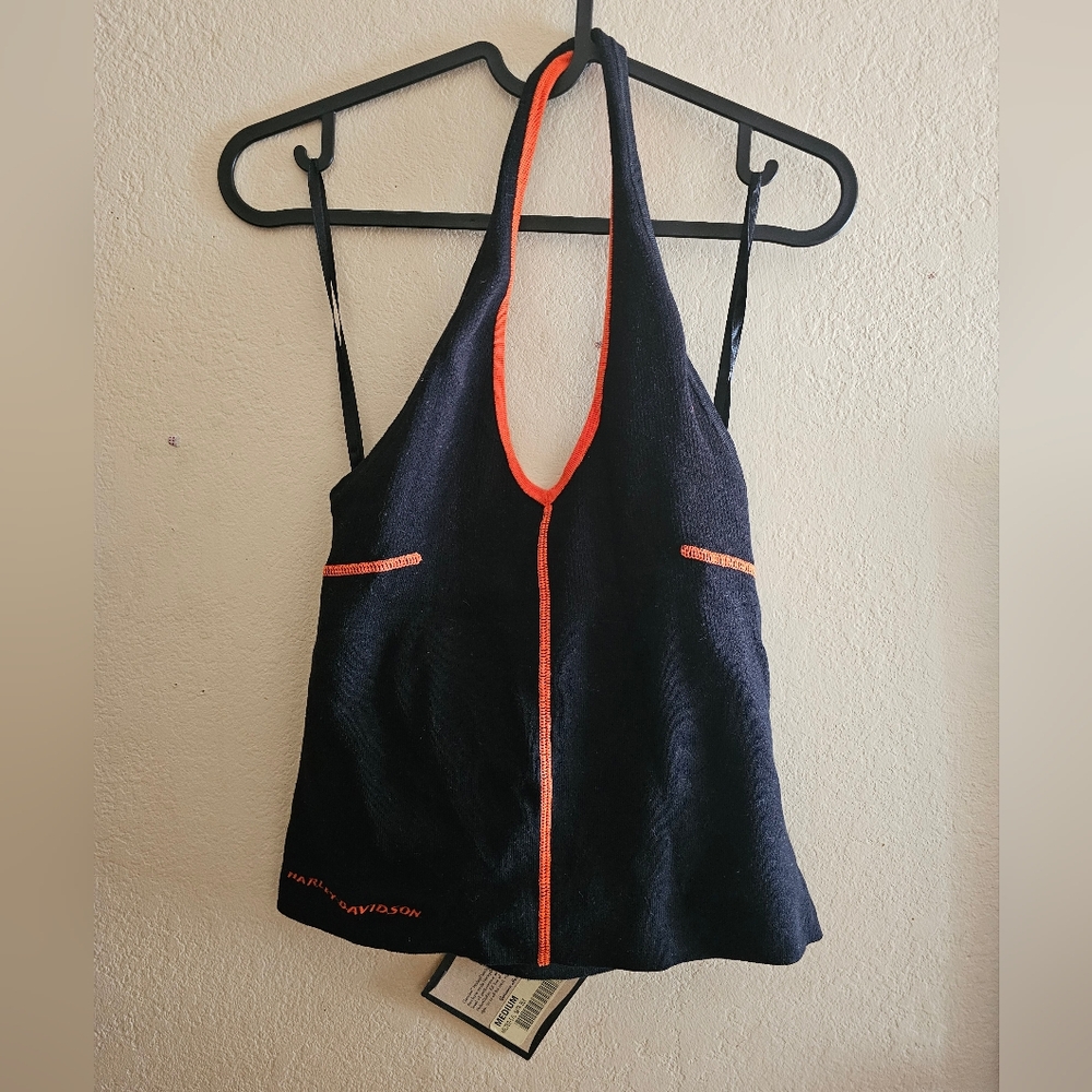 Harley-Davidson Black and Orange Tank Top